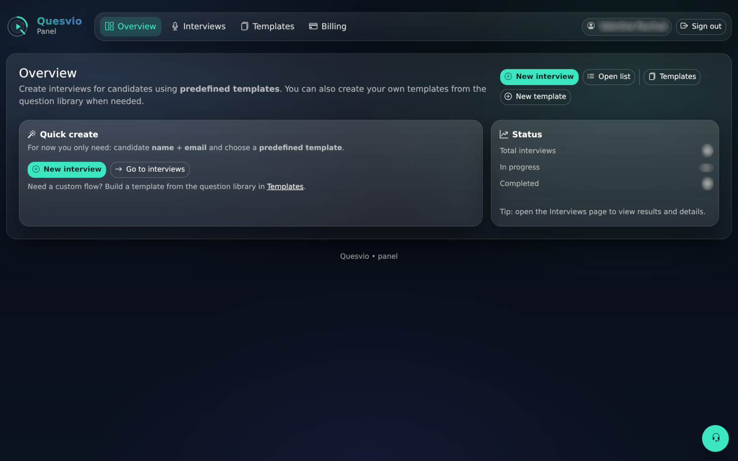 Quesvio dashboard